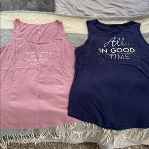 Set of 2 PJ Tanks Blue and Mauve